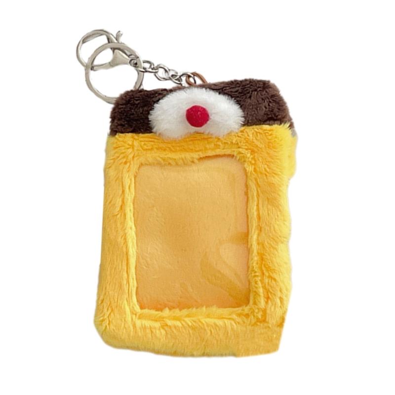 Soft Plush Photocard Holder ID Credit Case with Keychain Cartoon Pendant 3 Inch Photo Card Holders Card Protector School