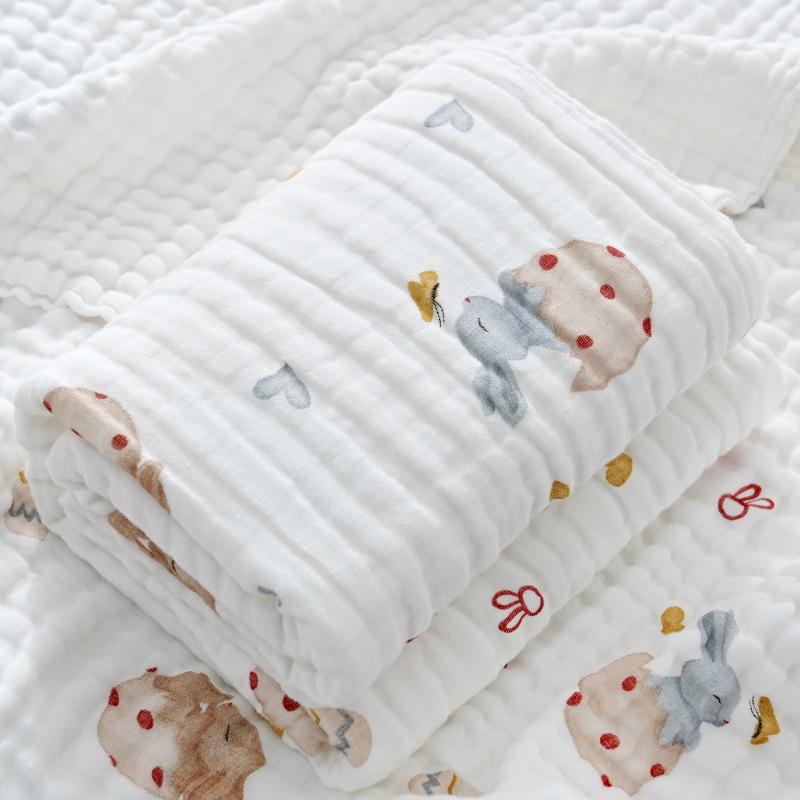 High-Density Six-Layer Pure Cotton Baby Bath Towel and Swaddling Blanket for Newborns and Children