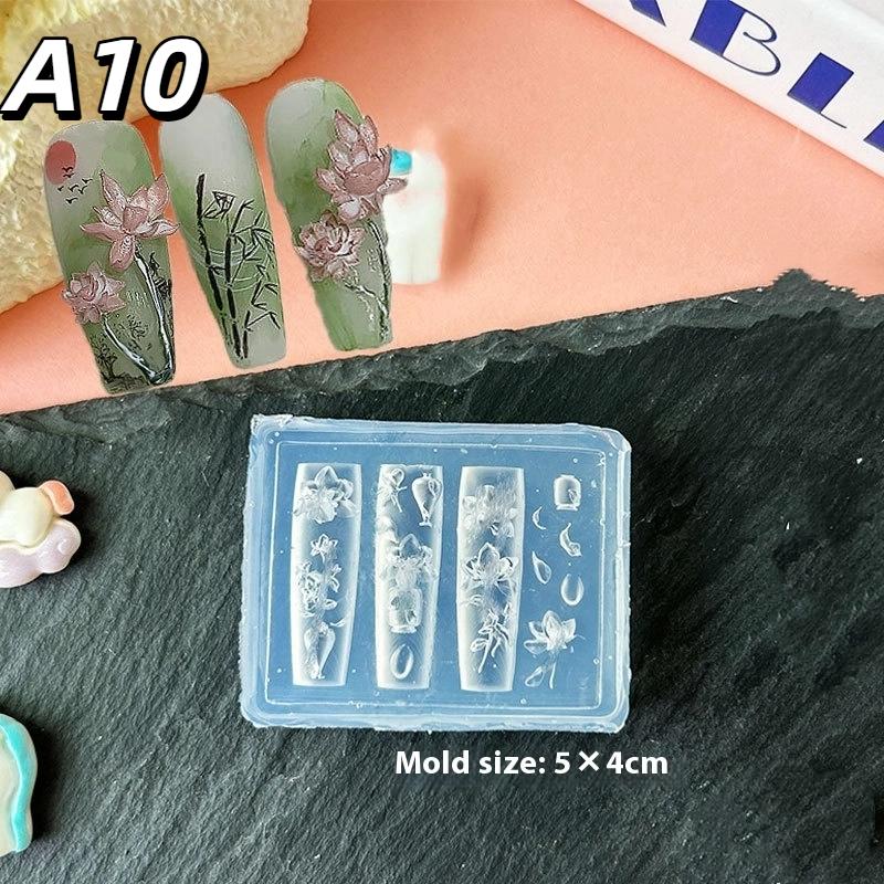 1Pc Chain Ice Flower Butterfly 3D Acrylic Mold Nail Art Decorations Diy Design Silicone Nails Mold