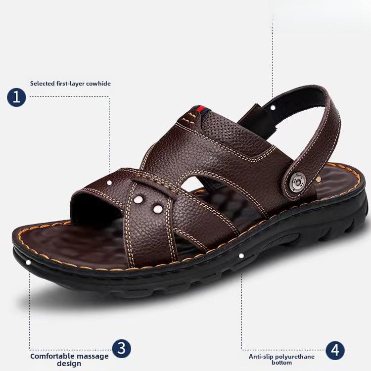 Lässige Strandsandalen aus Leder für Herren: Neue bequeme Outdoor-Schuhe aus echtem Leder mit doppeltem Verwendungszweck