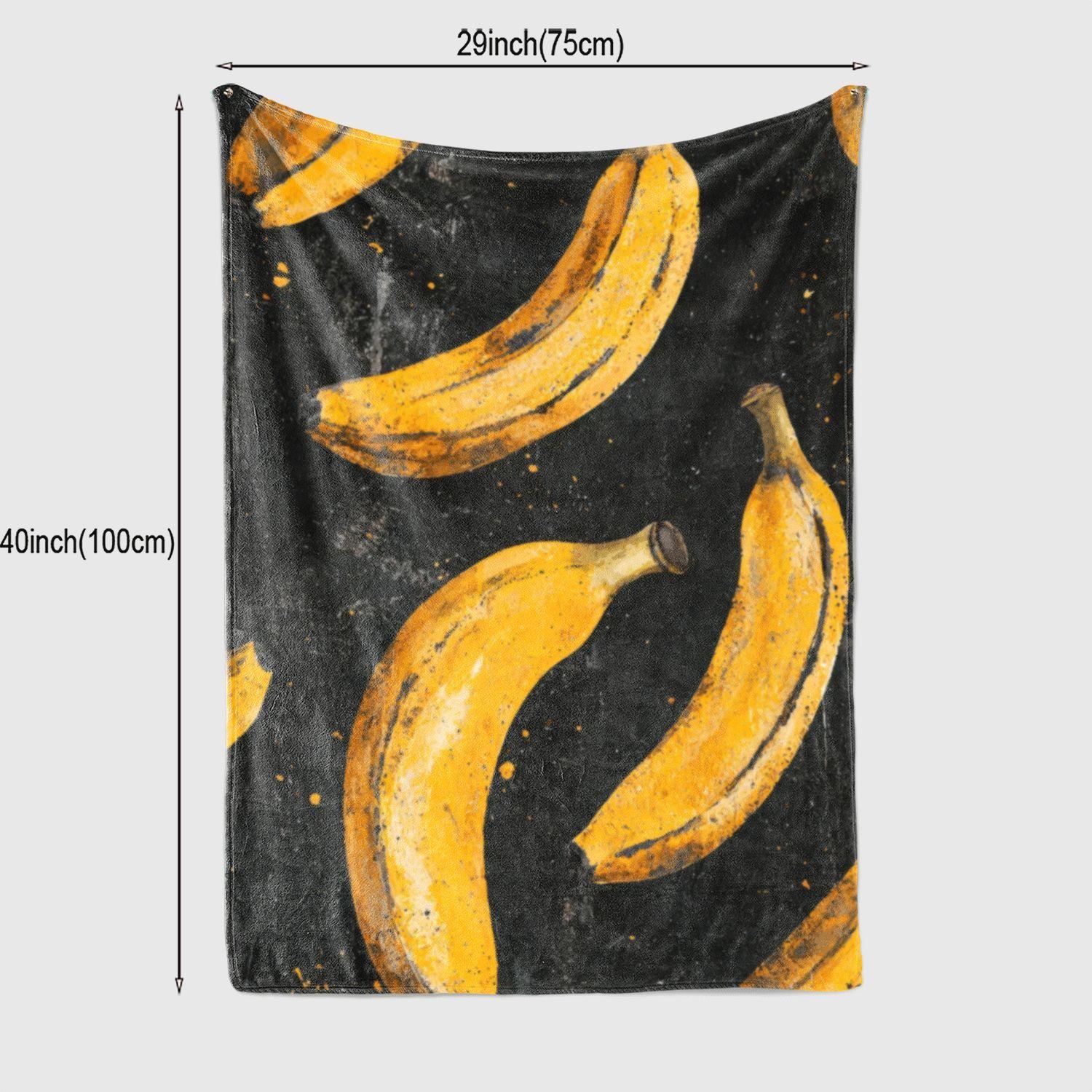 1pc Banana Print Flannel Throw Blanket, Mixed Color Polyester 100.00 Knitting Digital Printing Tear Resistant Contemporary Fruit 130x150cm