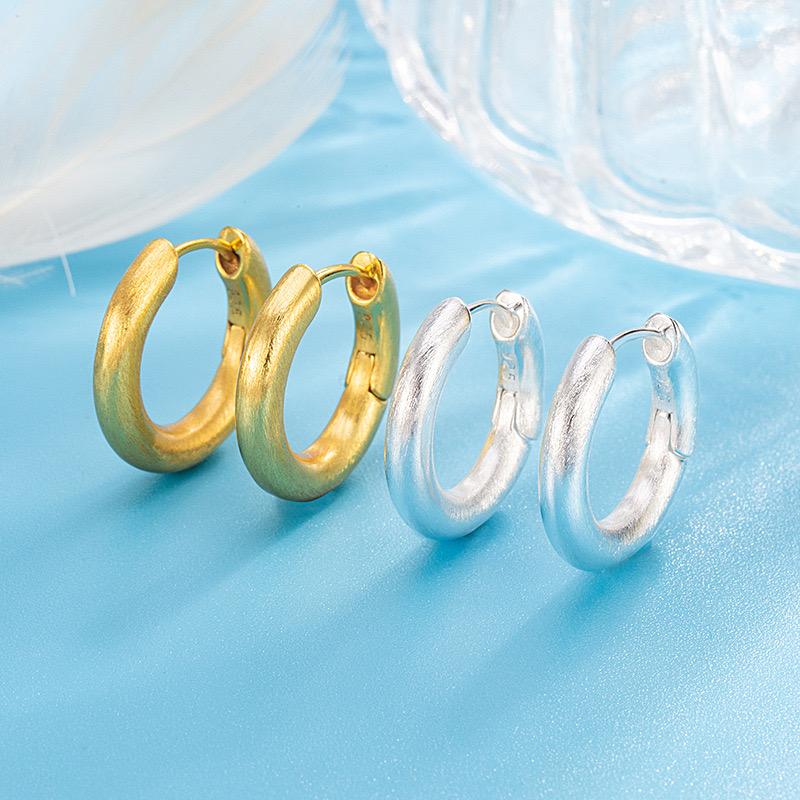 925 Sterling Silver Vintage Earrings For Women Trendy Simple Bump Gold Earring Jewelry Prevent Allergy Party Accessories Gift