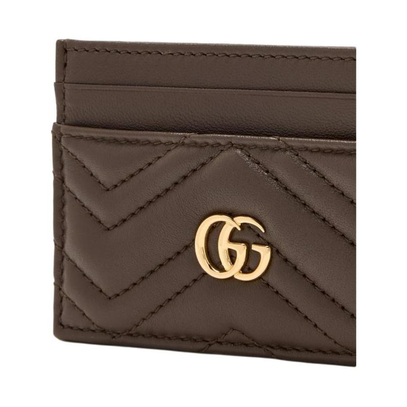 Gucci GG Marmont Double G logo quilted design leather card holder women's taupe
