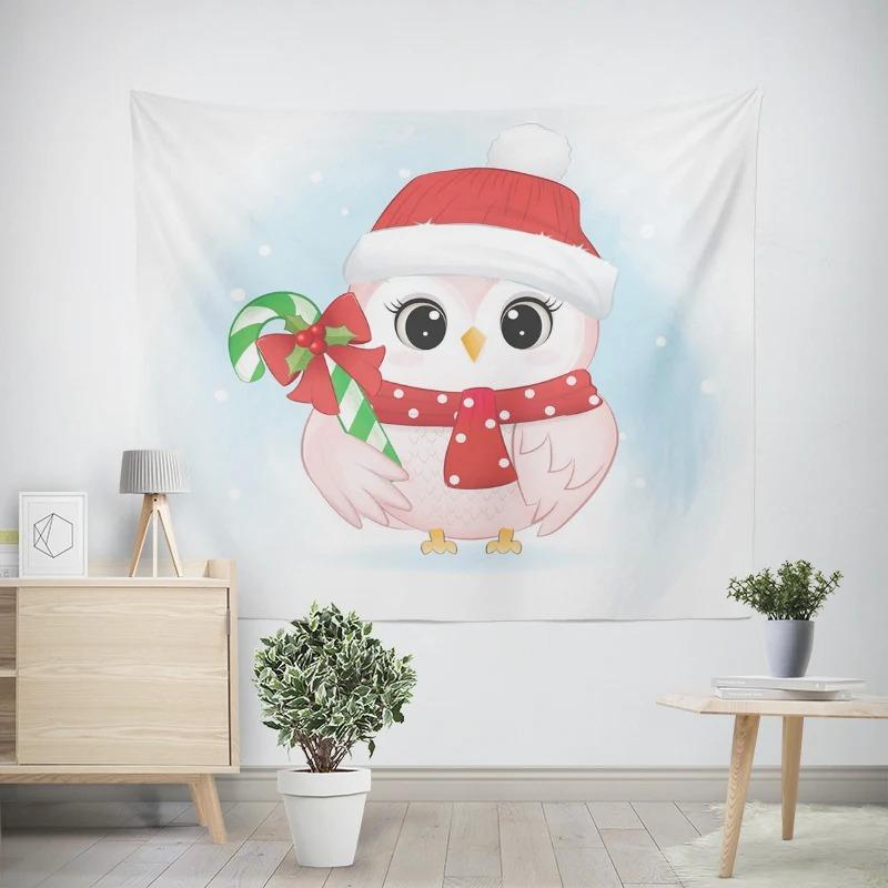 

Рождественский Новый год Пингвин Сова Узор Гостиная Спальня Декоративный Гобелен 100x75cm