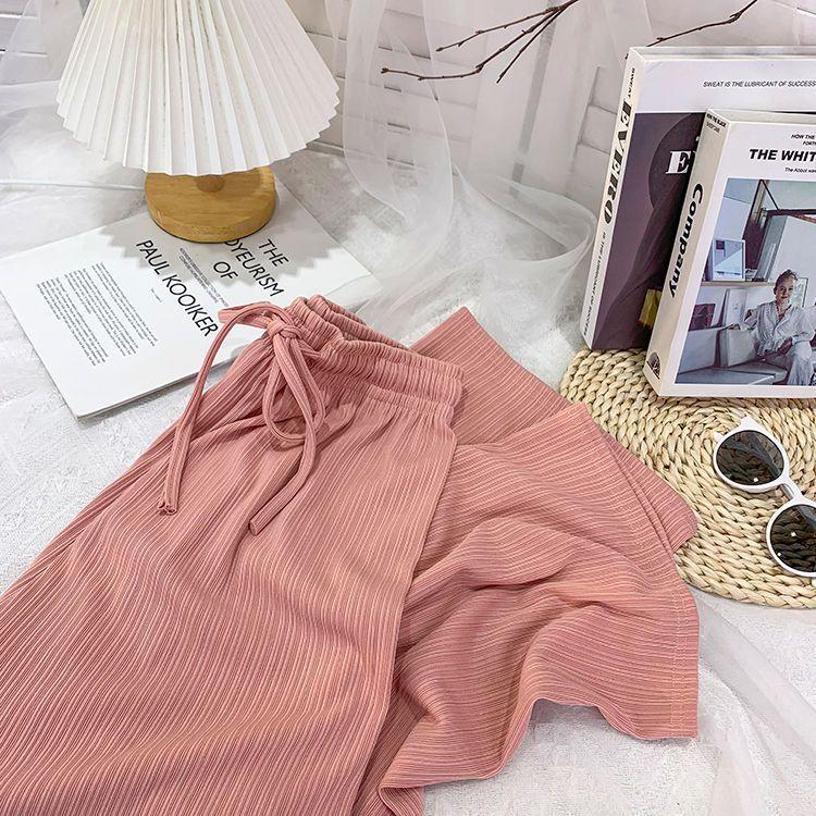 Women's Pants Solid Color Ultra-thin Wide Leg Pants To Wear The Basic Section Straight Casual Pants