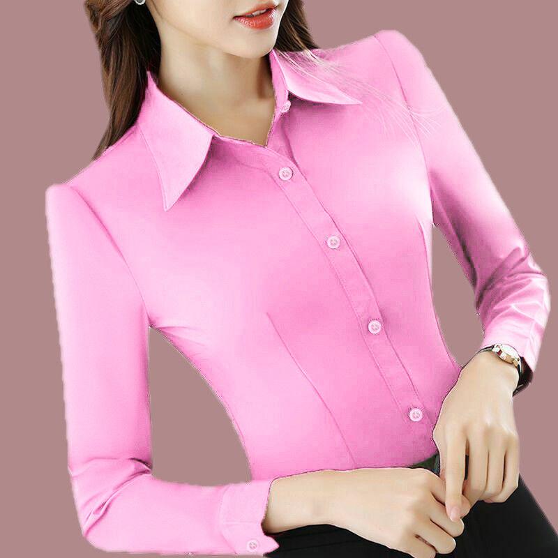 

Белая рубашка женская с длинным рукавом модели весна и осень облегающая профессиональная одежда рабочая блузка 5XL