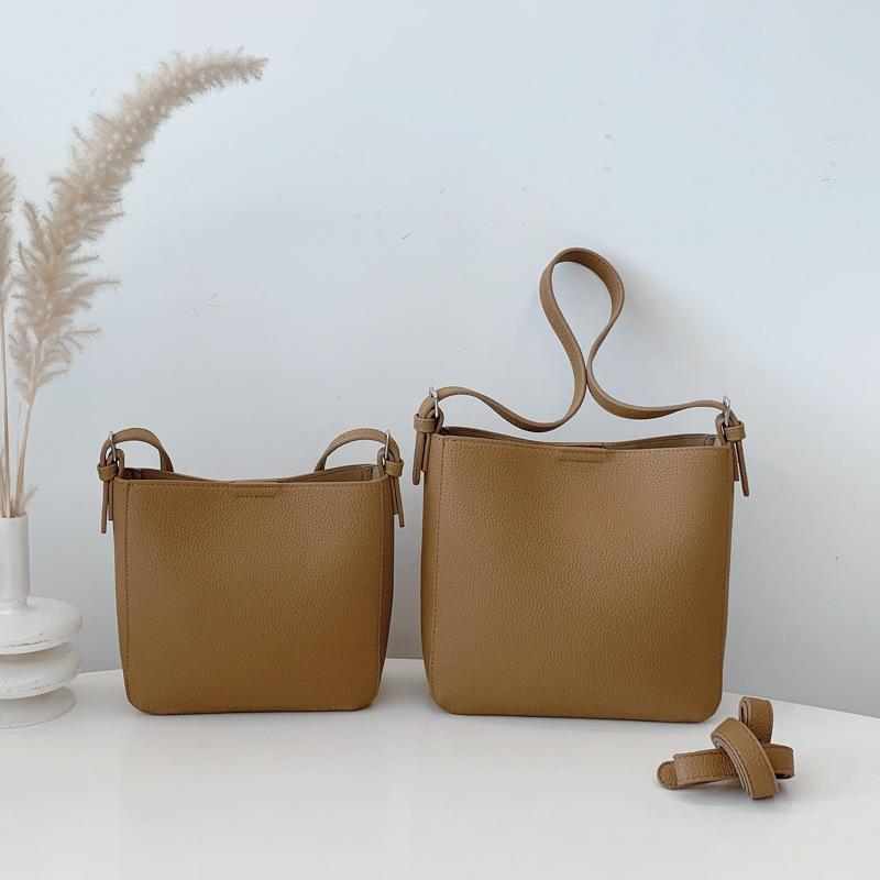 Shoulder Bag Women's New Fashion Bucket Bag Versatile Solid Color Messenger Bag