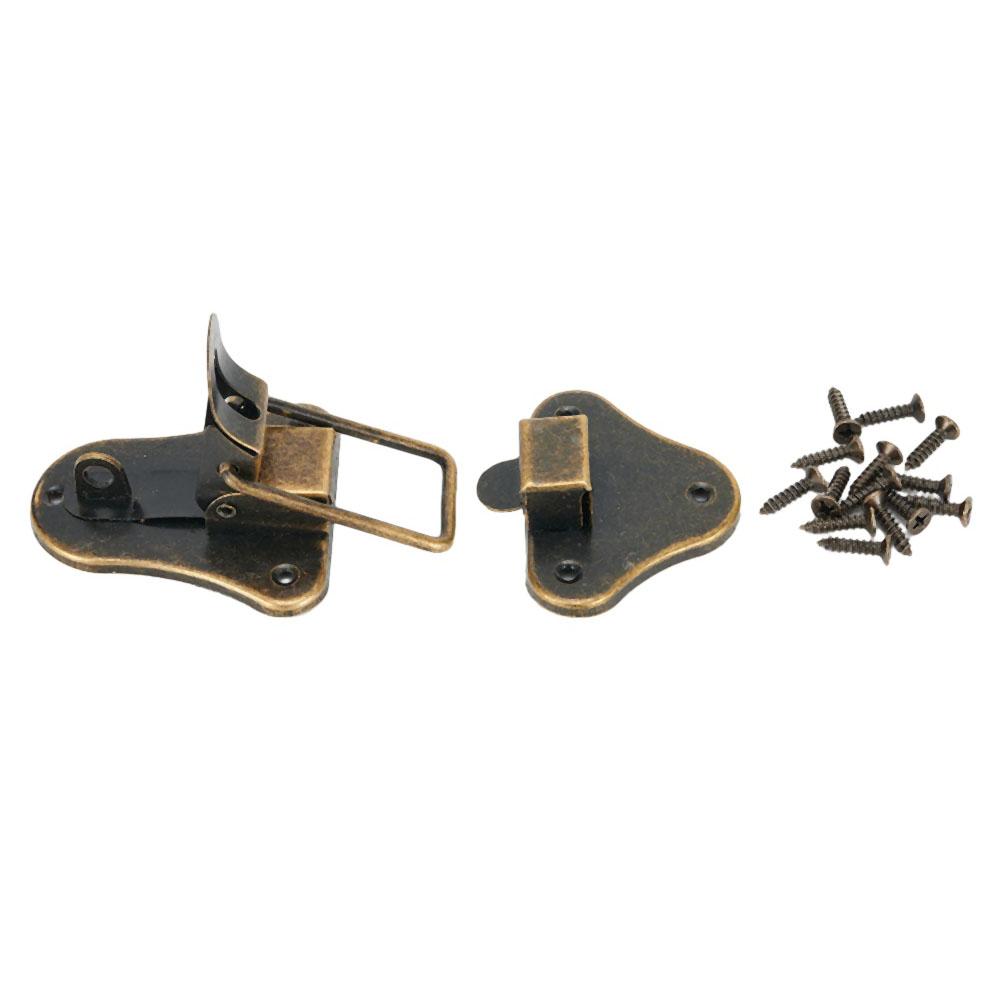 1*Box Lock Latch 95 * 52mm Antique Style Bronze Jewelry Tool Box Cabinet Drawer Lock Latch Toggle + Screws Practical