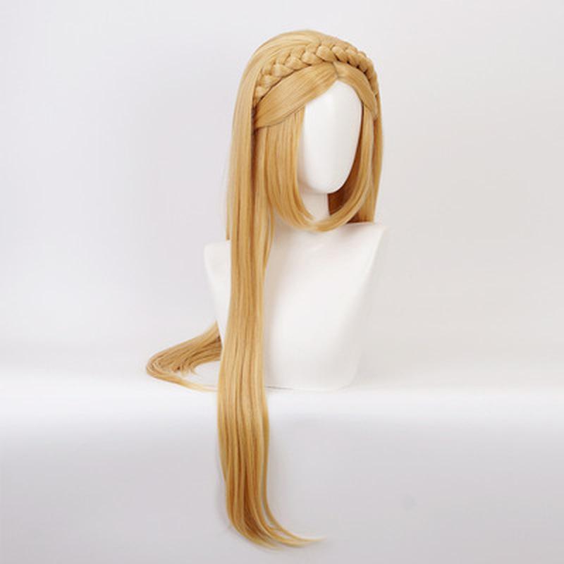 2pcs Sets Anime Wig Princess Golden Braid Wigs Long Heat Resistant Synthetic Hair Cosplay Wigs +Elf Ears
