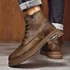 Fashion High Top Mens Sneakers Autumn Winter New Genuine Leather Boots Men Boots Platform Fashion Boots All-match Men's Fashion Boots
