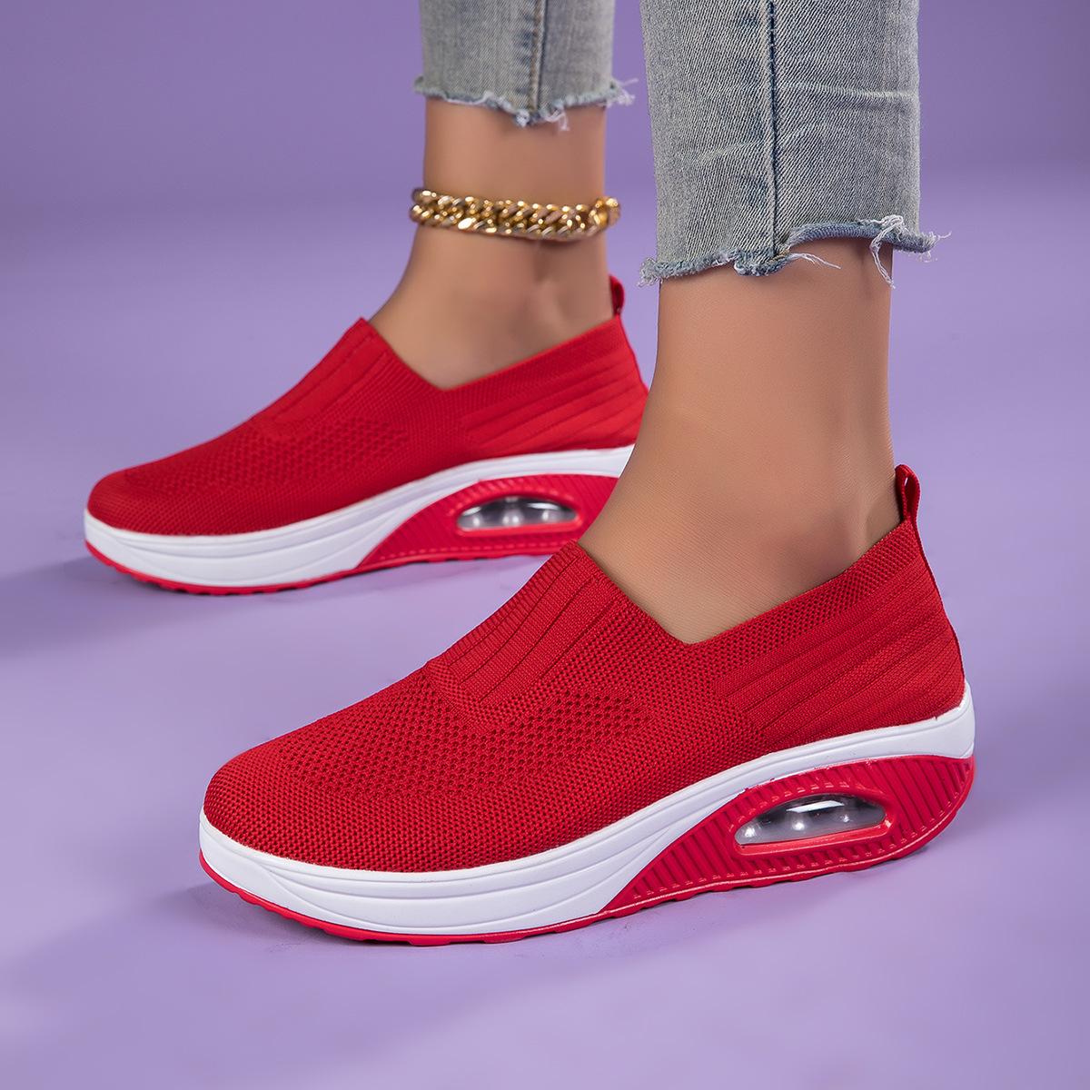 

Дышащие новые кроссовки на высокой толстой подошве с воздушной подушкой для спорта и отдыха, с летающим флагом Яояо, для активного отдыха, для бега на улице, женские 44