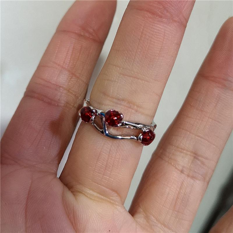 Y2K Gothic Dark Red Cross Star Crow Heart Rings For Women Goth Game Love And Deepspace Sylus Cosplay Jewelry Accessories Gifts