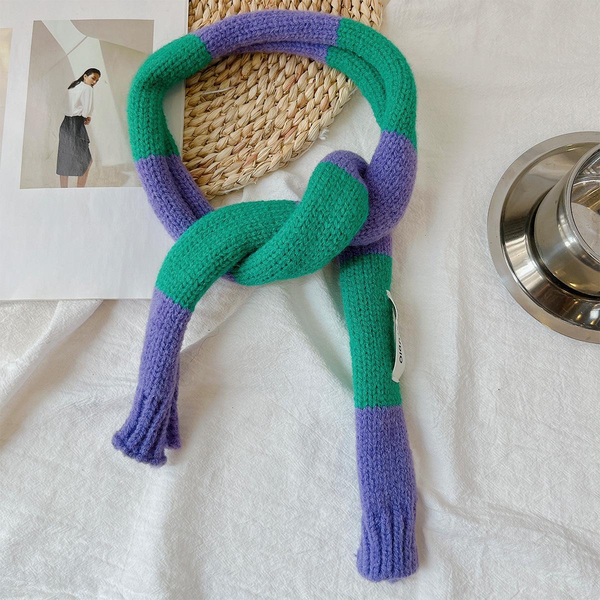 

Japanese Vintage Style Cute Sausage Scarf Rolled Woolen Scarf Student Girl Autumn and Winter Decorative Thin Strips 102*12CM