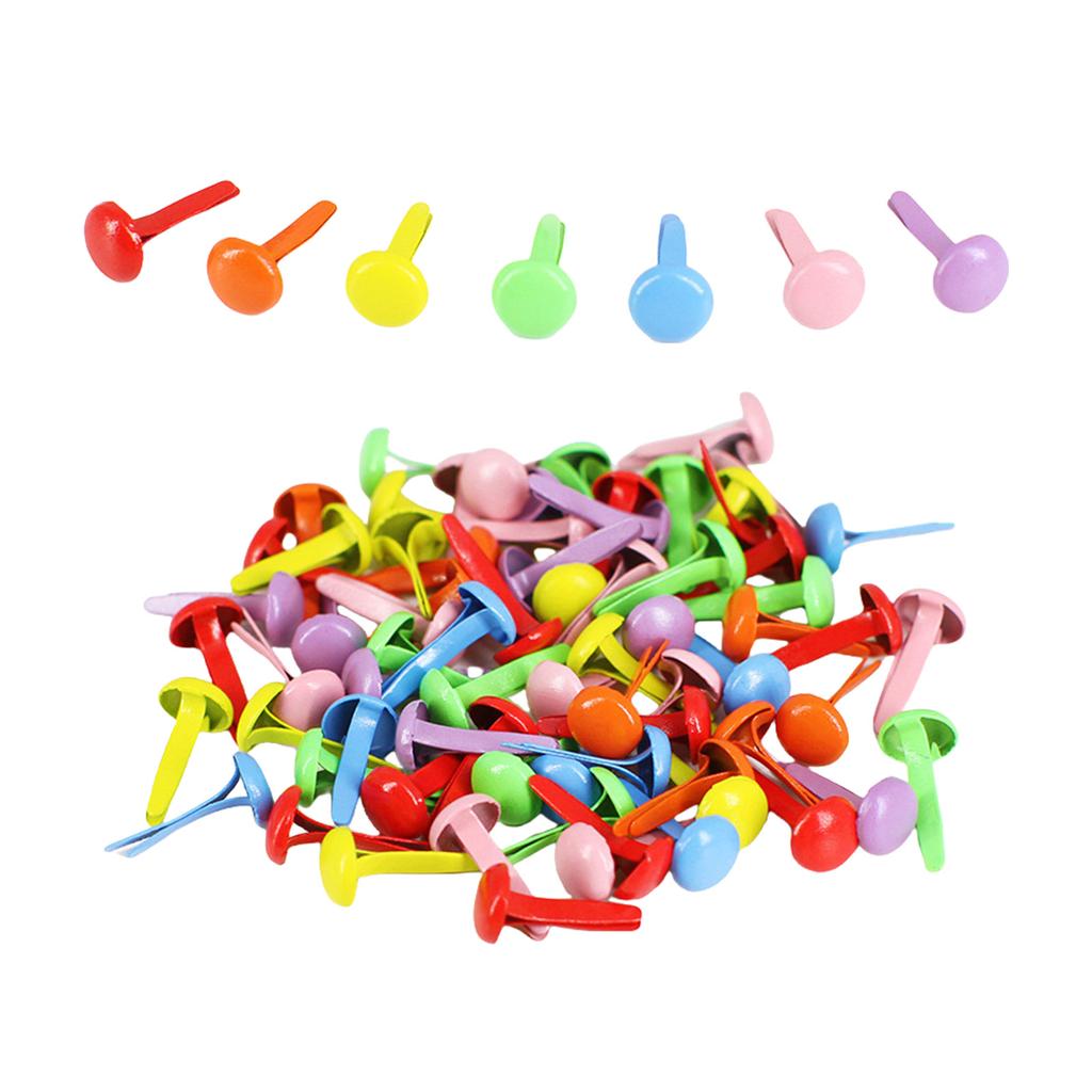 100 szt. kolorowych szpilek rozdzielczych, metalowych zapięć do papieru, okrągłych ćwieków, ćwieków w kształcie serca, ćwieków w kształcie kwiatów, ćwieków do scrapbookingu, do rękodzieła papierowego