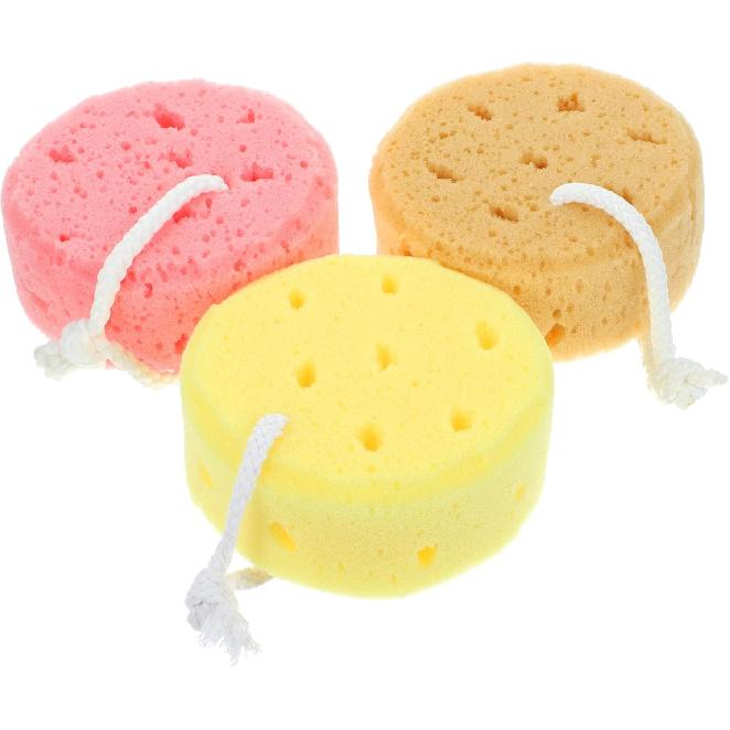 FRCOLOR 3Pcs Bath Sponge Scrubbers Bath Foam Shower Cleansing Exfoliating Scrubber Kids and Adults Soft Skin-Friendly Loofah Back Bathroom Honeycomb