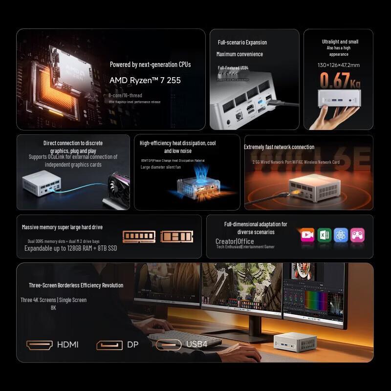 MINISFORUM X1 Lite-255 AMD Ryzen 7 Mini PC (Barebone) (CN version)