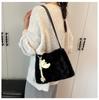 Bolsa Tote Transversal e de Ombro de Pelúcia Fofa Estilo Coreano