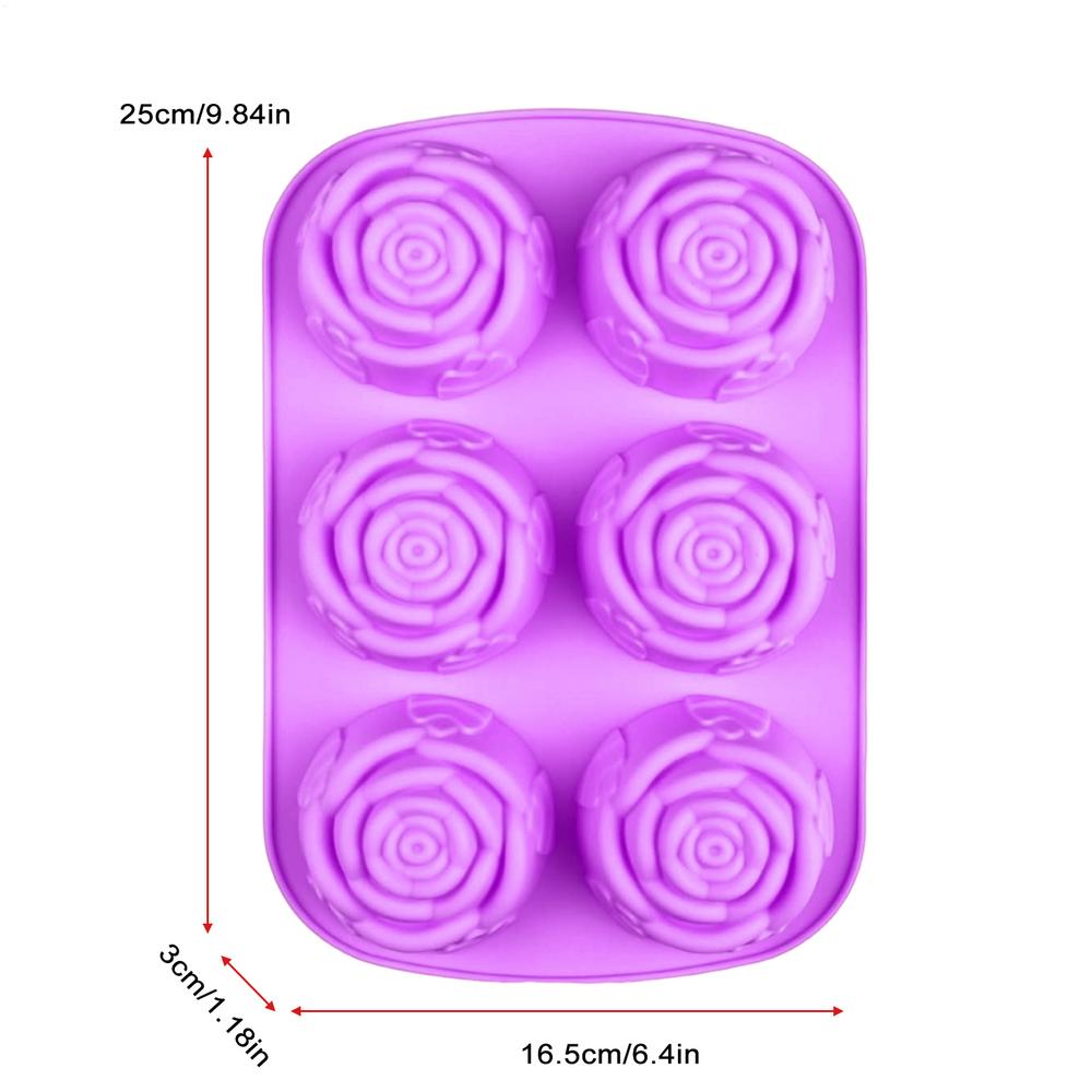 Rose Ice  Mold 6 Grids Rose Flower Silicone Mould Ice Tray Flower Ice Ball Mold  for  Cookies Chocolate Cake Molds Summer Drinks