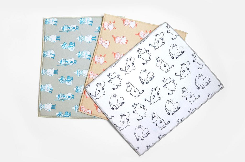 MOOMIN Water Absorbent Draining Mat Set Little Okato 3-Piece (Moomin, My, Snufkin)