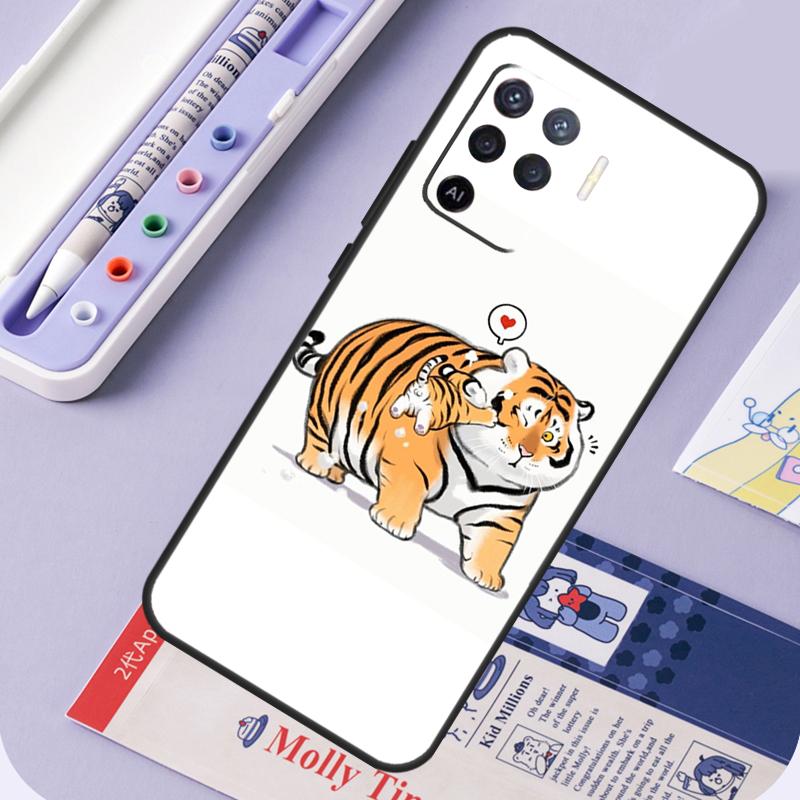 Fat Tiger Cartoon Funny For Oppo A60 A80 A40 A94 A74 A54 A15 A18 A38 A58 A78 A98 A16 A76 A96 A57 A17 A77 A5 Pro Case