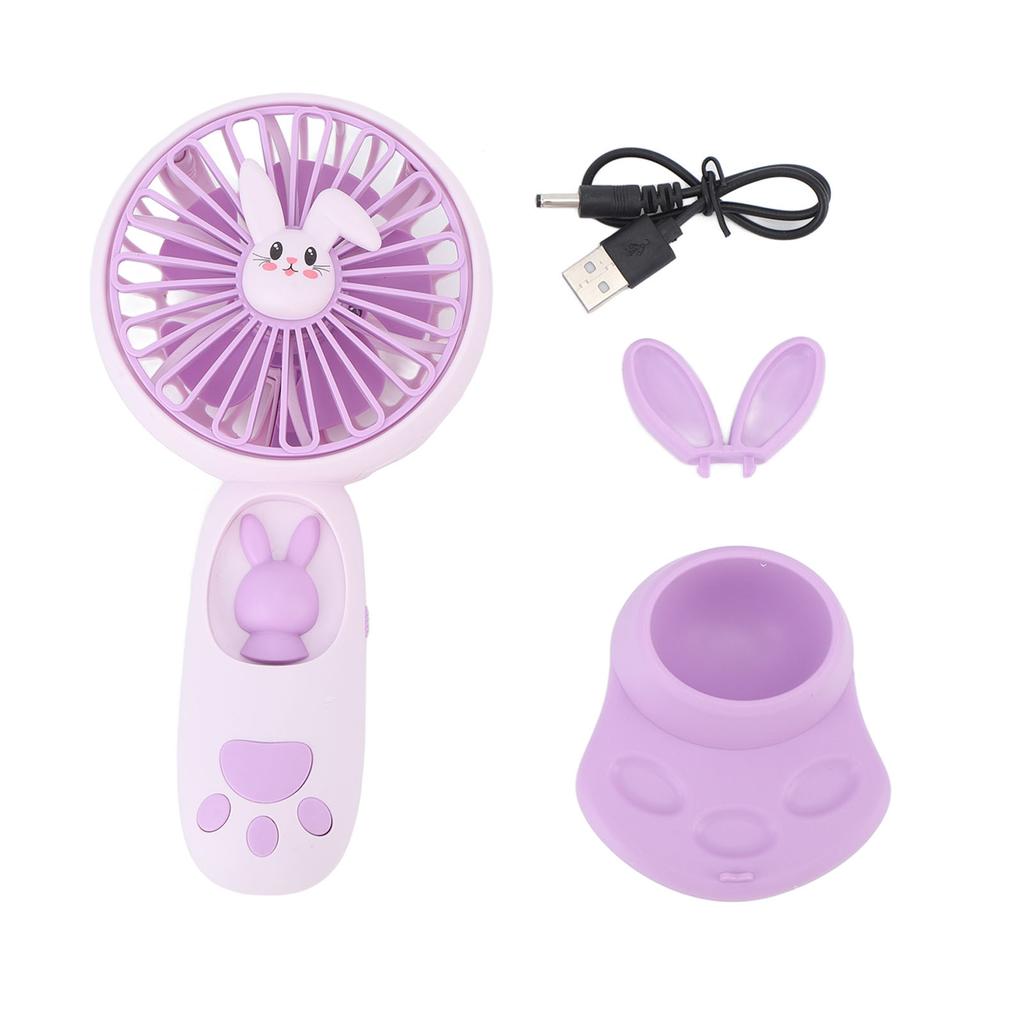 Pportable Handheld Fan Mini Cartoon Animal Fan Rechargeable Night Light 400mAh Cute Small Fan with Built In Battery