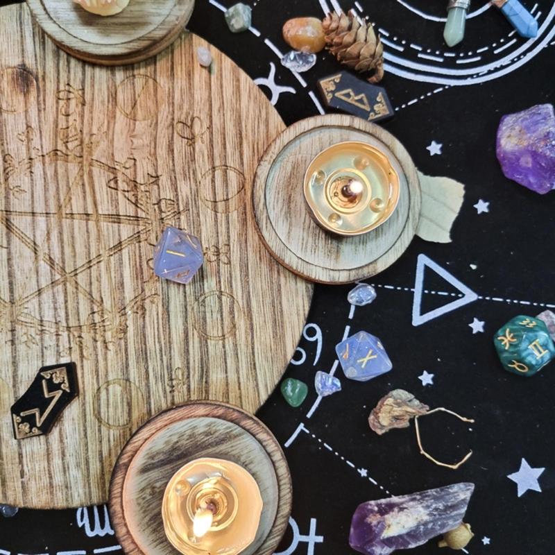 Candle Holder Board Astrology Pentacles Candlestick Plate Altars Witchcraft Wiccan Divination Decors Candle Holder Tray