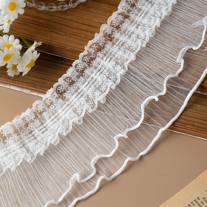 2Meters pleated lace ribbons trim for decoration party dress DIY crafts supplies clothing sewing accessories sewing material