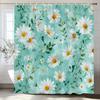 White Daisy Flowers Shower Curtain, Floral Art Bathroom Decorative Shower Curtain, Printed Polyester Fabric Curtain with Hooks
