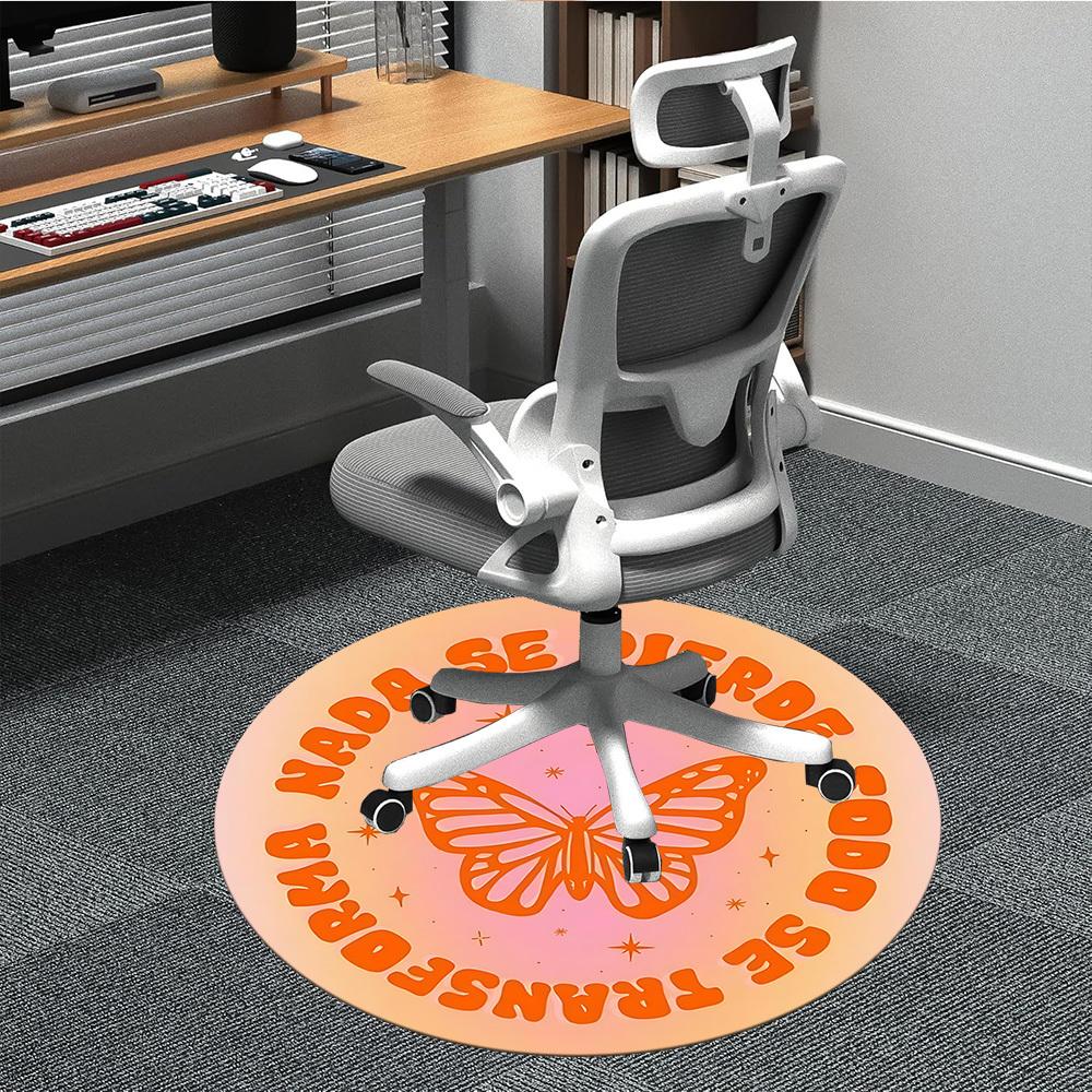 1pc Butterfly Transformation Office Round Area Rug,  Mat Suitable For Office, Under Office Chairs Bedroom Living Room Home Decor, Room Deco