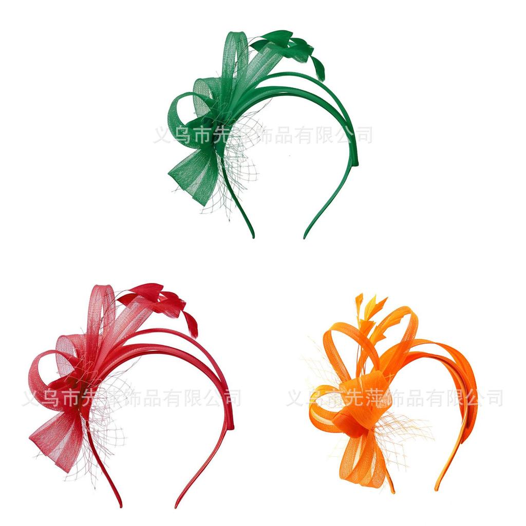 Fascia Vintage con Piume e Tessuto a Rete Elegante Accessorio per Capelli per Donne