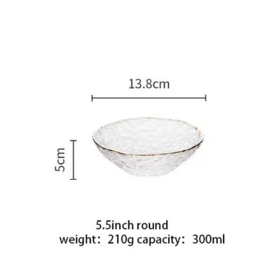 

Салатница Nordic Golden Border Прозрачная стеклянная тарелка для фруктов Десертная круглая квадратная миска Столовая посуда Обеденные тарелки Обеденные тарелки