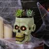 Skull Flower Pot Resin Human Skull Planter Halloween Candy Bowl Gothic Plant Pot for Succulents Home Office Desk Decoration