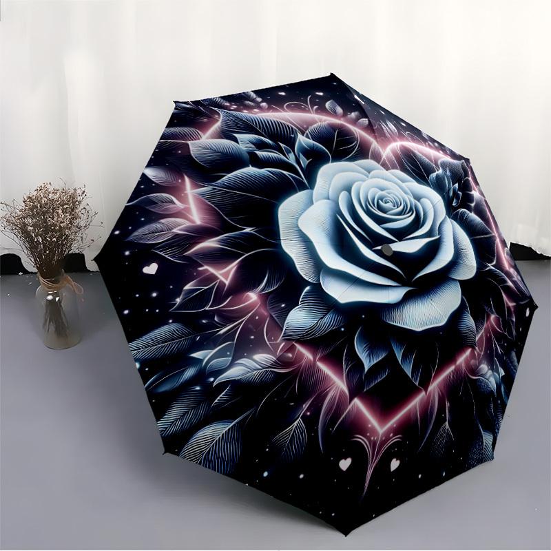 1pc Rose Mandala Automatic Umbrella Portable Home Essential Umbrella, Iron Umbrella Structure Suitable for All Seasons yy251123145