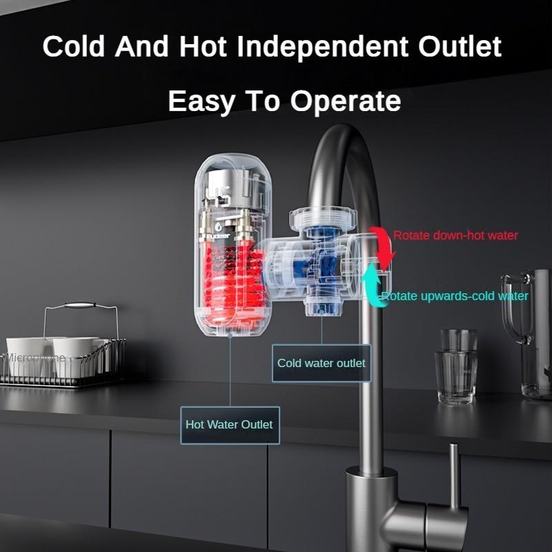 3400W No Need To Install Electric Faucet Stainless Steel Hot and Cold Dual-purpose Faucet Temperature Digital Display Water Instant Hot Water Faucet