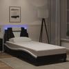 VidaXL Cadre de Lit avec Lumières LED, Lit Rembourré avec Coussin, Lit Simple, Lit Adulte Chambre, Moderne, Noir Blanc 3213985