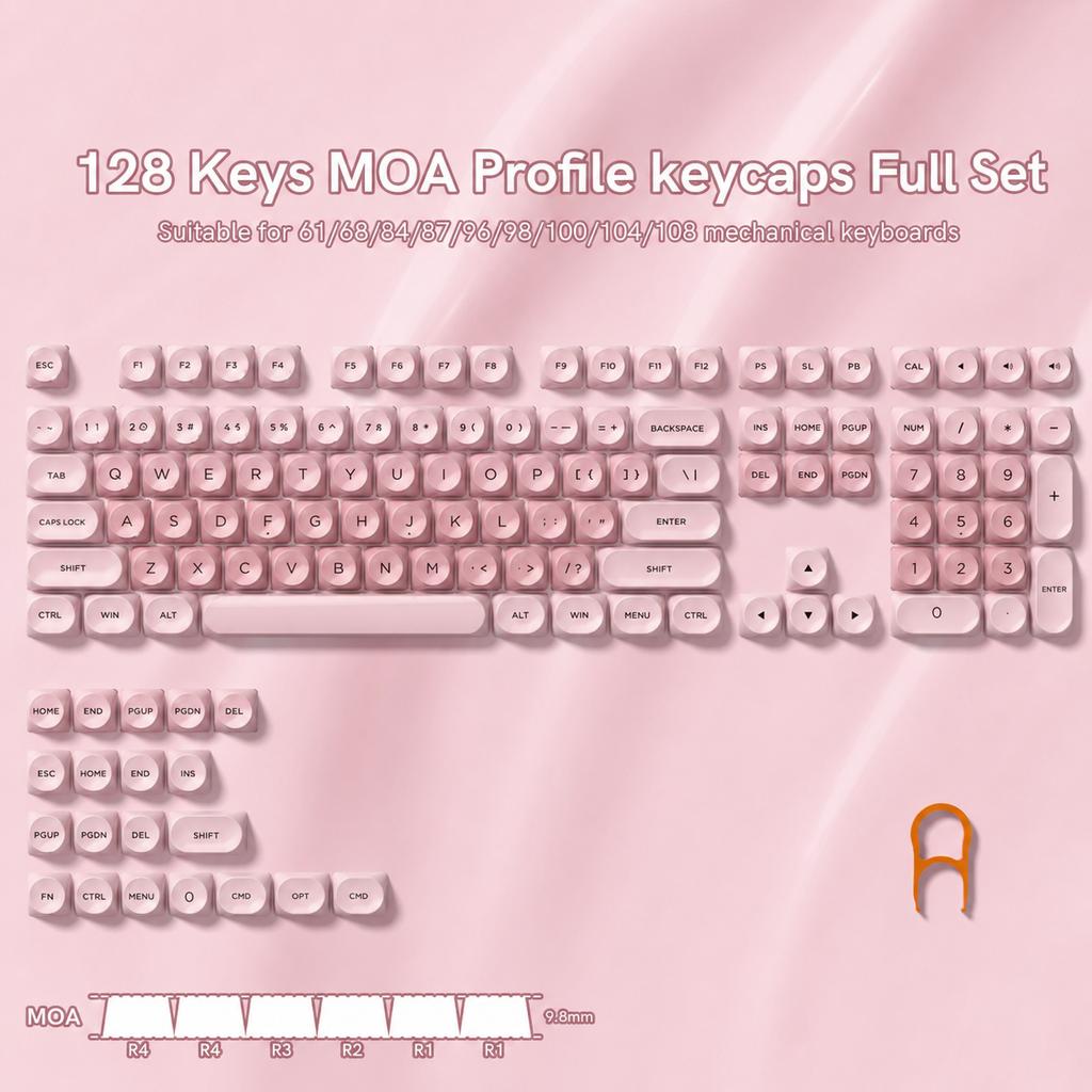 130 Keys Pink Liquid Foundation Keycap HOA Profile PBT Double Shot Keycap For Mx Switch Mechanical Keyboard ISO Enter Key Caps