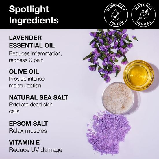 Soulflower Epsom Lavender Bath Salt for Body & Foot Spa, Calming, Relaxing, Muscle Pain Relief, Aromatherapy| Vitamin E, 500g (Pack of 1)