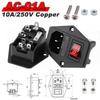 AC Power Socket Rocker Switch Inlet Power Plug C13 C14 Socket 3Pin AC Electrical Connector with 250V 10A Fuse and Red Lamp