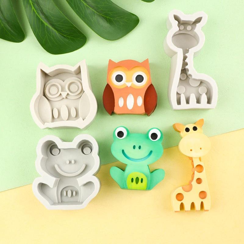 Making Supplies 1PCS 3D Dinosaur Giraffe Elephant Soap Candle Plaster Resin Decoration Silicone Animal Candle Mold