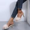 Classic Slides Slippers for Women Casual Strange High Heels Shoes for Women Solid Fur Leather Slip on Summer Slippers Plus Size