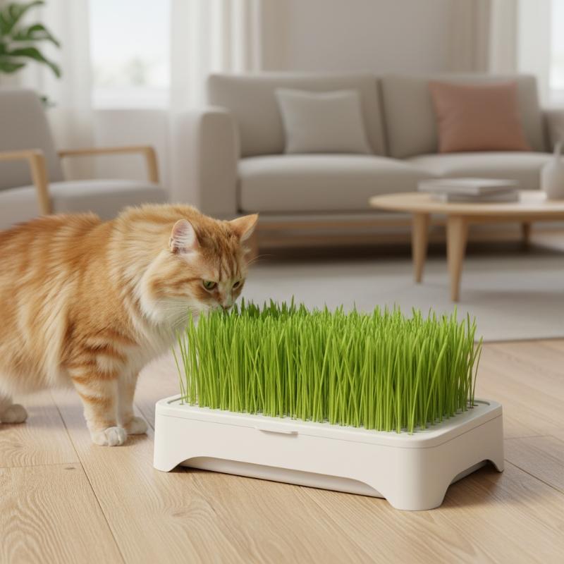 Soilless Wheat Grass Seedling Pot Kit for Cats Indoor Planting Pet-Friendly Design