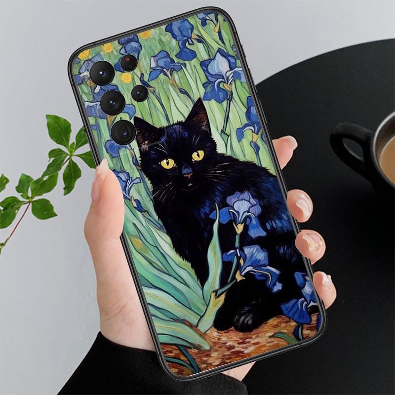 Retro Oil Painting Van-Gogh Cat Phone Case For Samsung Galaxy A52S A04S A21S A33 A23 A13 A14 A32 A52 A53 A54 A51 A71 M51