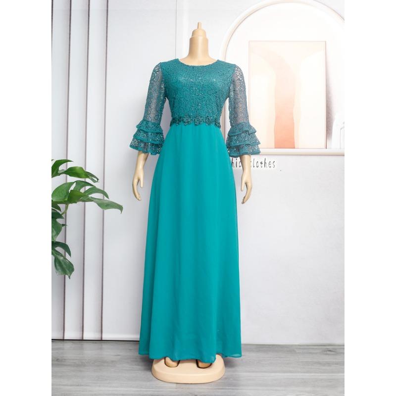 

Плюс Размер Женщин Новое Модное Кружевное Шифоновое Платье 3XL зелёный