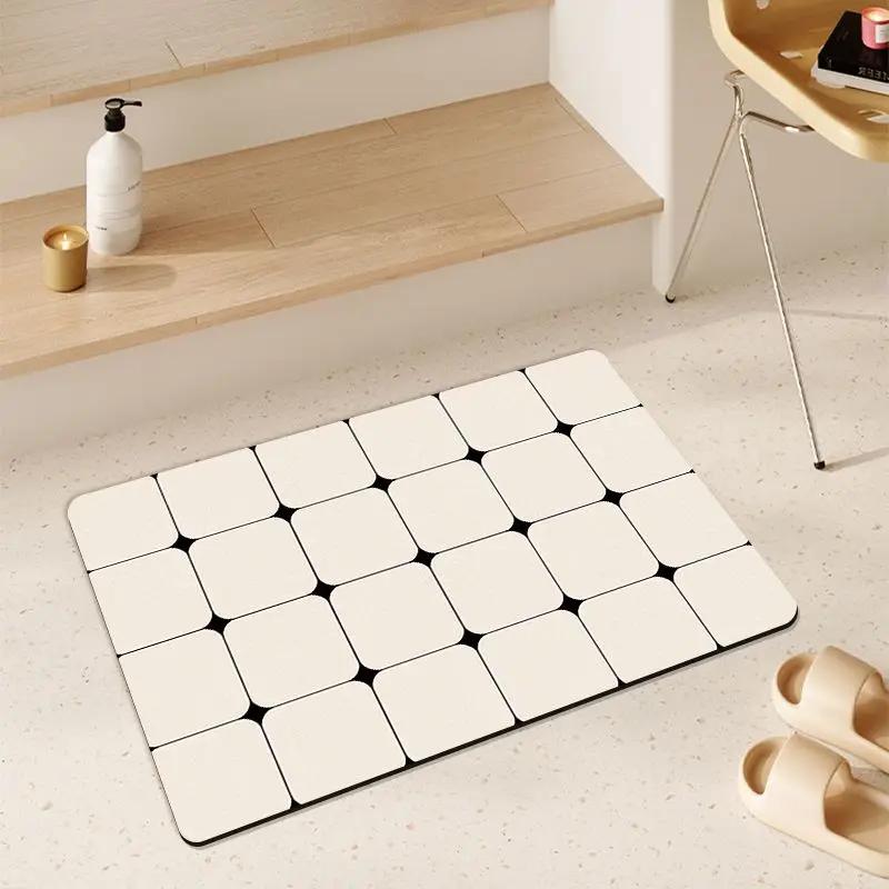 Rules Graphic Creative Bathroom Floor Mat Diatom Mud Creative Absorbent Floor Mat Household Toilet Door Rhombus Cushion