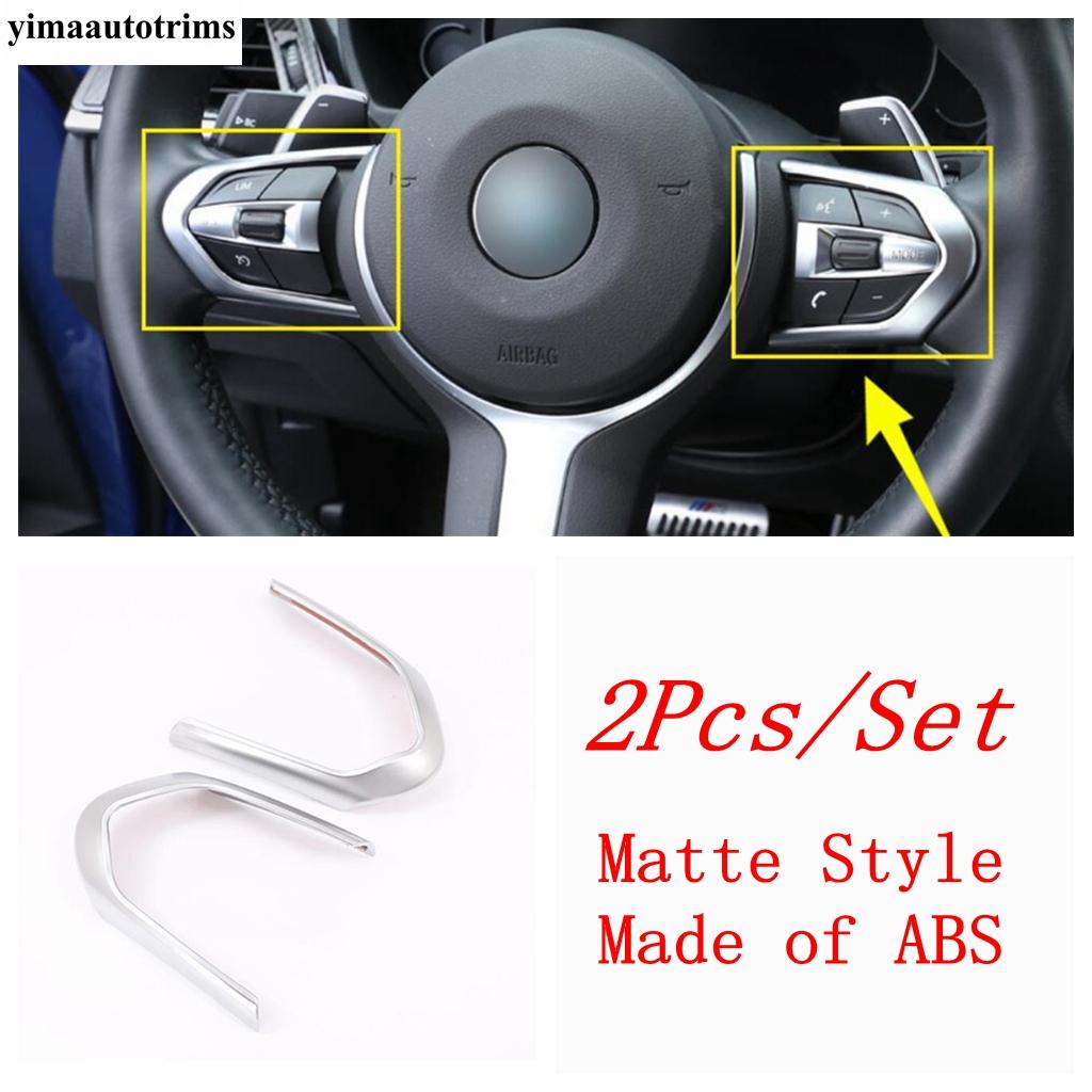 

2pcs ABS Car Steering Wheel Button Frame Decoration Cover Trim Accessories For BMW 1 2 3 5 Series F30 F31 X1 X2 X3 X4 X5 M-Sport Matte Style