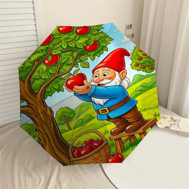 

1PC Gnome, Apple Orchard Umbrella-8-Rib Reinforced, Automatic Open, Lightweight & Durable, Fashion Accessory for Outdoor-L0366