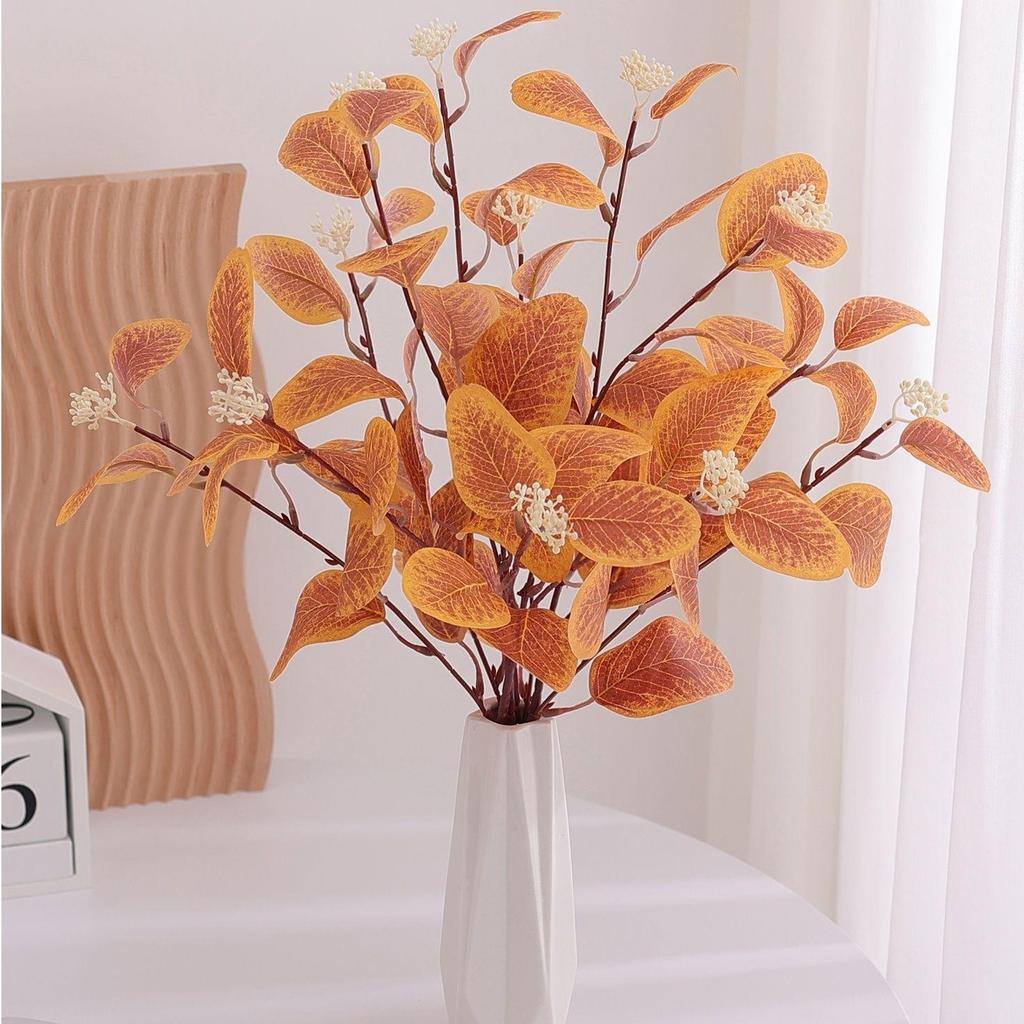 Nordic Style Fake Flower Decoration Simulation Eucalyptus Money Leaf Branch Eucalyptus Leaf Flower Arrangement Green Plant Floral Ornament
