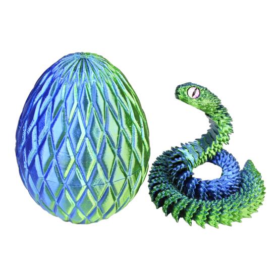 

Snake Egg with 3D Printed Snake Inside Movable Joints Snake Figurine Articulated Snake Desk Fidget Toy Decoration Ornament M