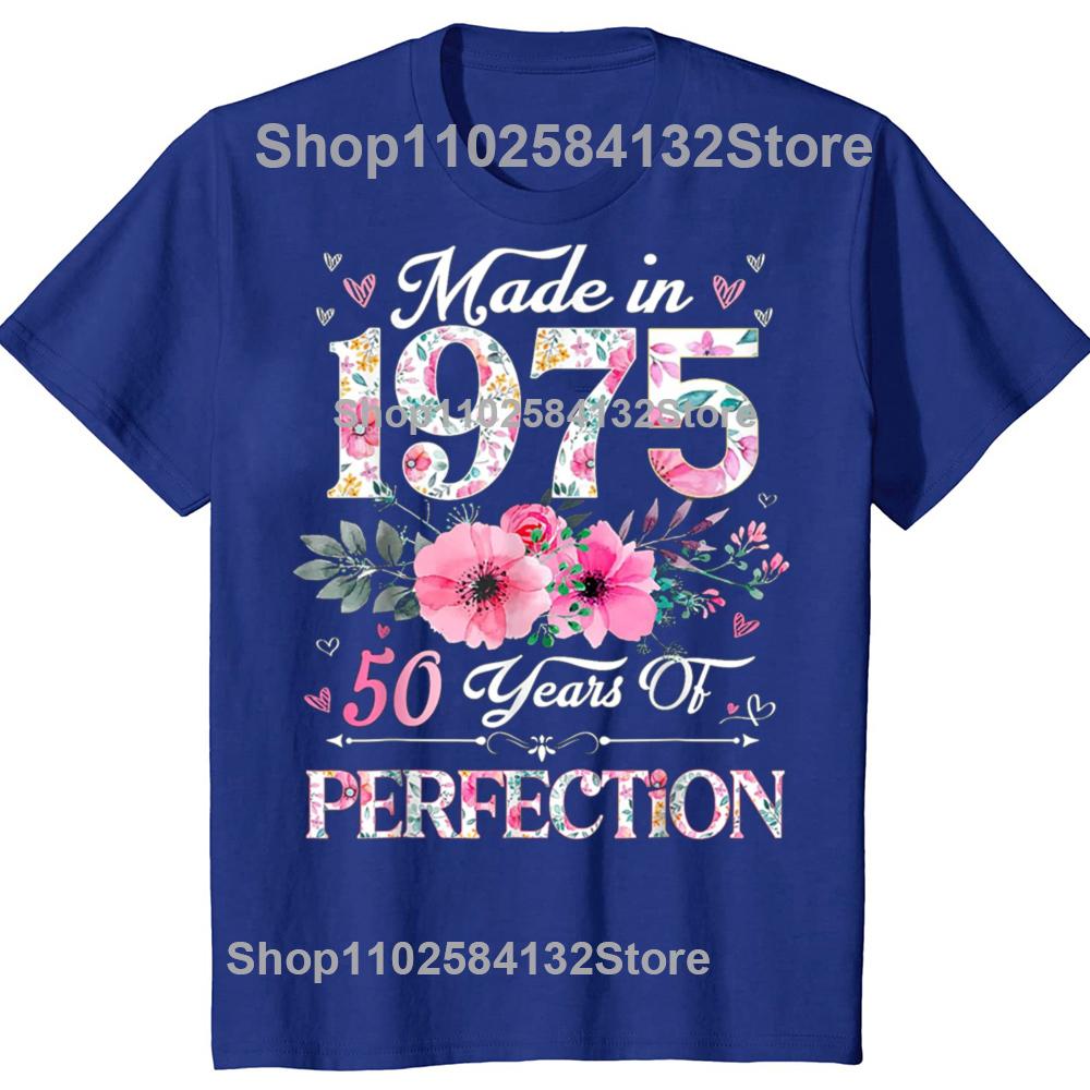 50-årsdagspresenter Män Kvinnor 50 År Gammal Vintage 1975 Party T-shirt Kvinnor Män Kläder Streetwear Grafiska T-shirts Toppar