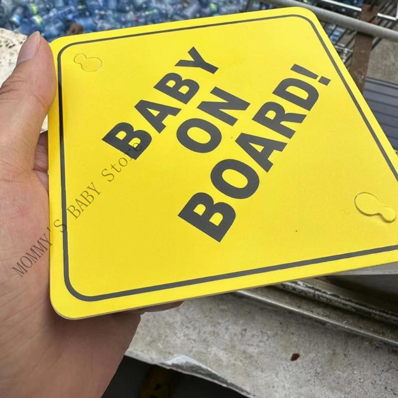 H3CD 2Pcs Double Suction Baby Alert Sticker Reflective Car Decal Safety Car Warning Sign Enhancing Child Safety Visibility